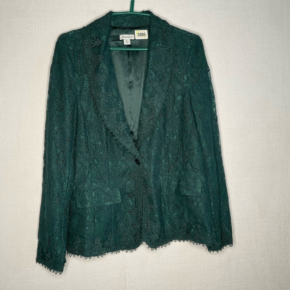 NWOT Sundance Fairy Green Lace Overly Tailored Blazer Jacket Women M China